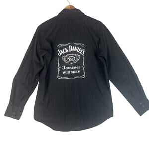 Jack Daniels Tennessee Whiskey Western Shirt Men’s Large Black Pearl Snap Cowboy